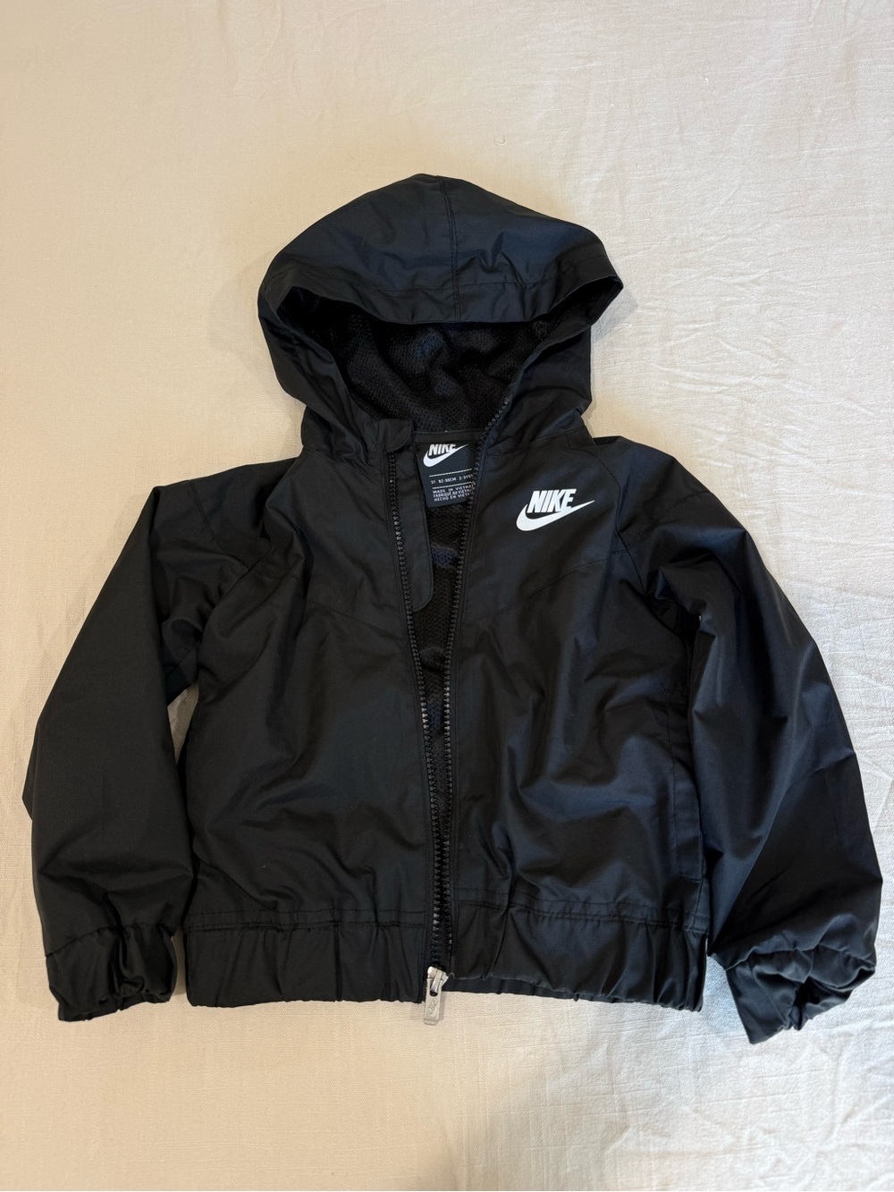 Nike Black Hooded Windbreaker Size 3T Like New